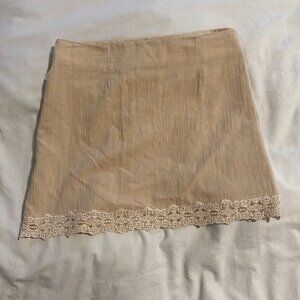 NWT‎ Zara Tan Brown Lace Wrap MIni Skirt Coverup Size Medium